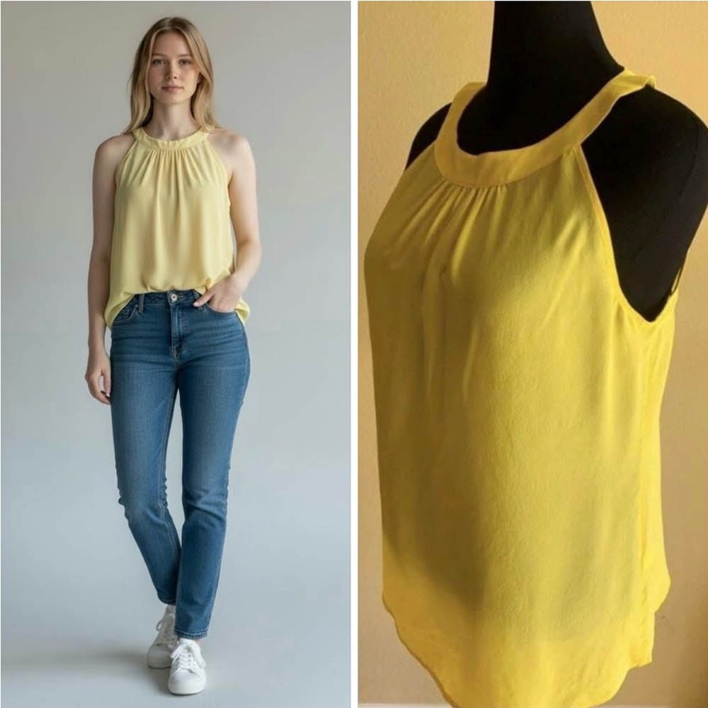 Banana republic silk yellow blouse NWOT L